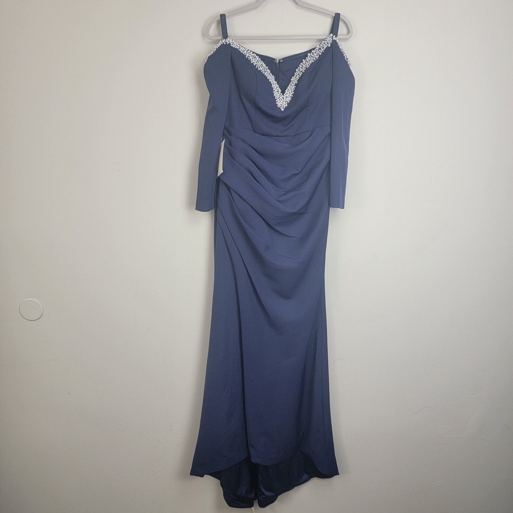 TS COUTURE LanTing Bride Formal Maxi Dress Size 8-10 Homecoming‎ Prom Navy Beads